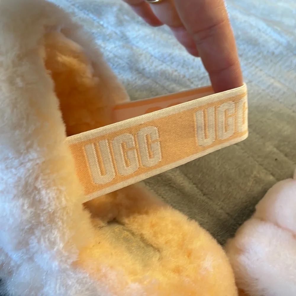 Ugg fuzzy sling back slippers with hard sole SZ 8 - Picture 4 of 10